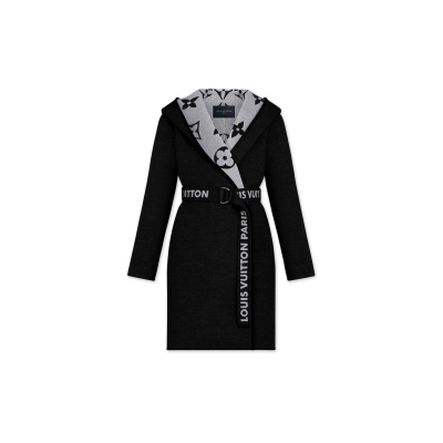 LOUIS VUITTON BELTED DOUBLE FACE HOODED WRAP COAT 1A945S